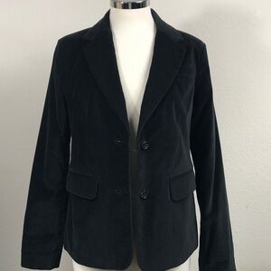 Lands End Black Velvet Blazer Size 6 Lined with Pockets Classic Quality
